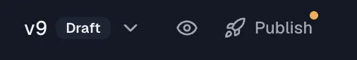 The documentation header Publish button next to the version switcher, with the unpublished-changes dot