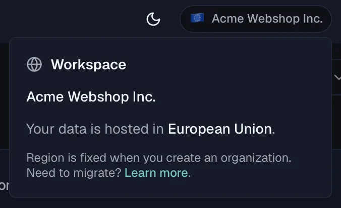 The workspace region indicator